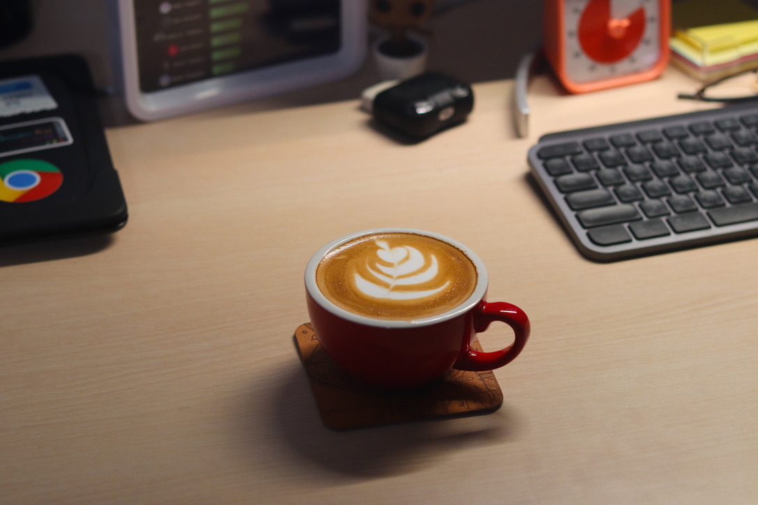 A cup of coffee on a table